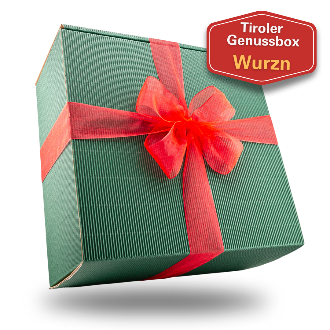 Geschenkbox "Wurzn" | 6 Pack verschiedene Wurst und 1x Hüttensenf aus den Alpen - Tiroler Bauernstandl