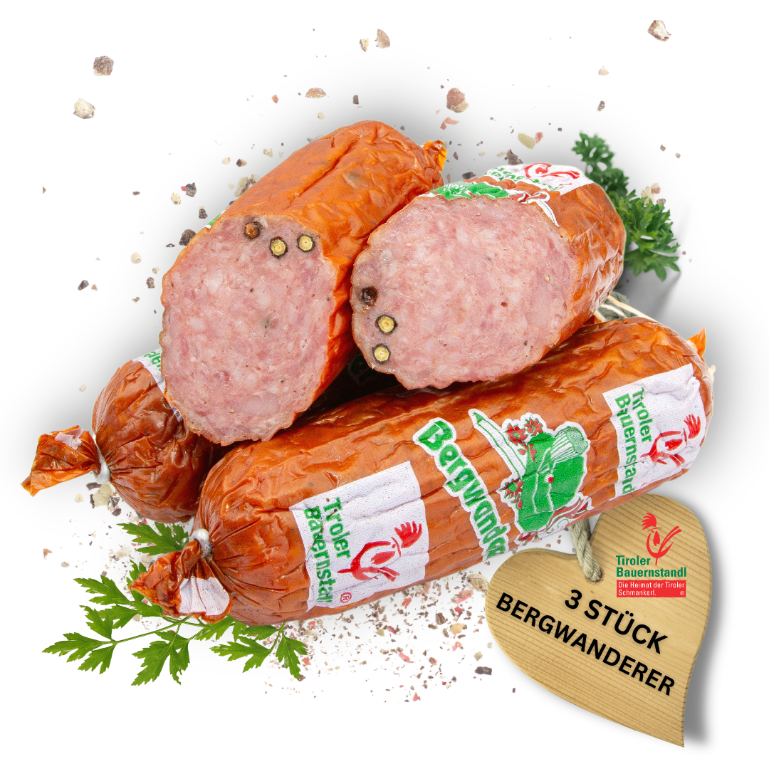 Tiroler Bergwanderer 3 Stück Würste mit Pfefferkörner - Tiroler Bauernstandl