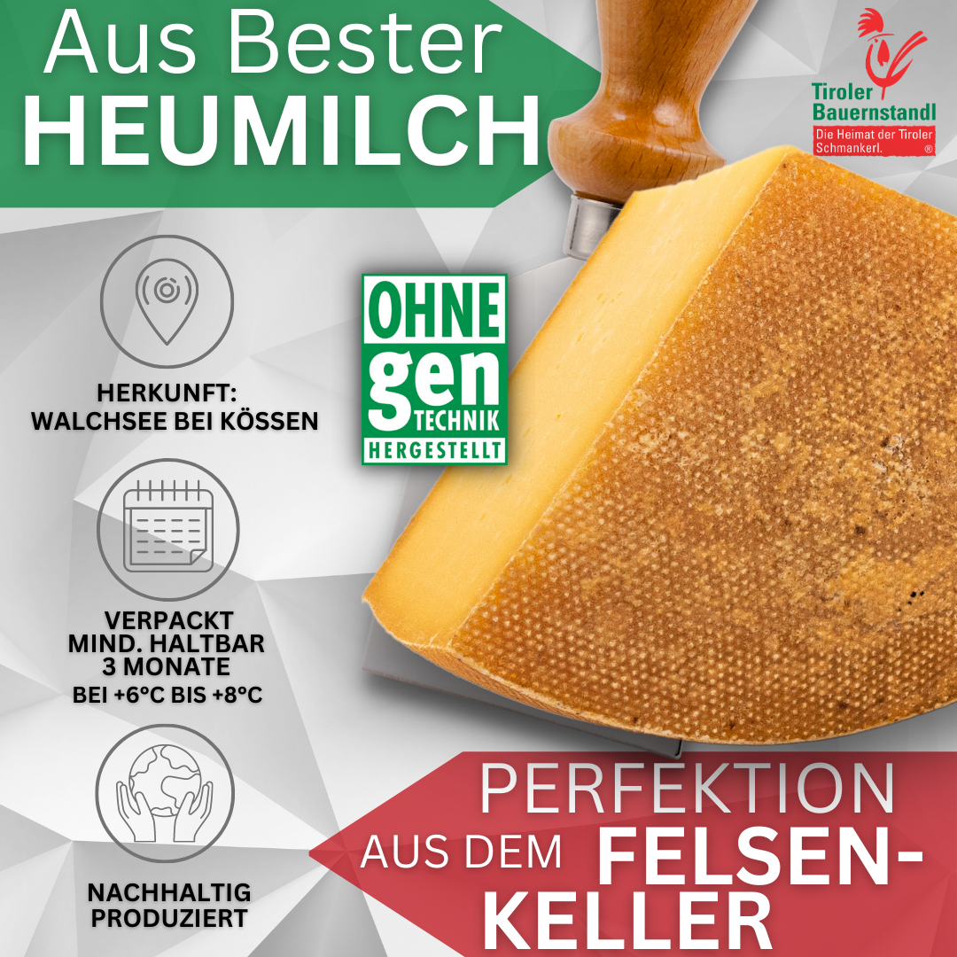 Tiroler Sennkäse cremig milder Schnittkäse 45 % F.i.Tr. - Tiroler Bauernstandl