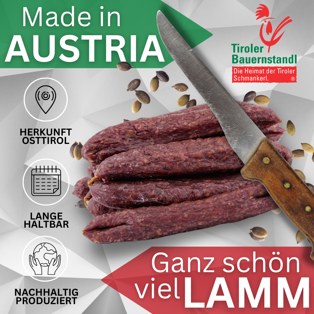 Osttiroler Kaminwurzn aus 100% Lammfleisch 10 StΓΌck - Tiroler Bauernstandl