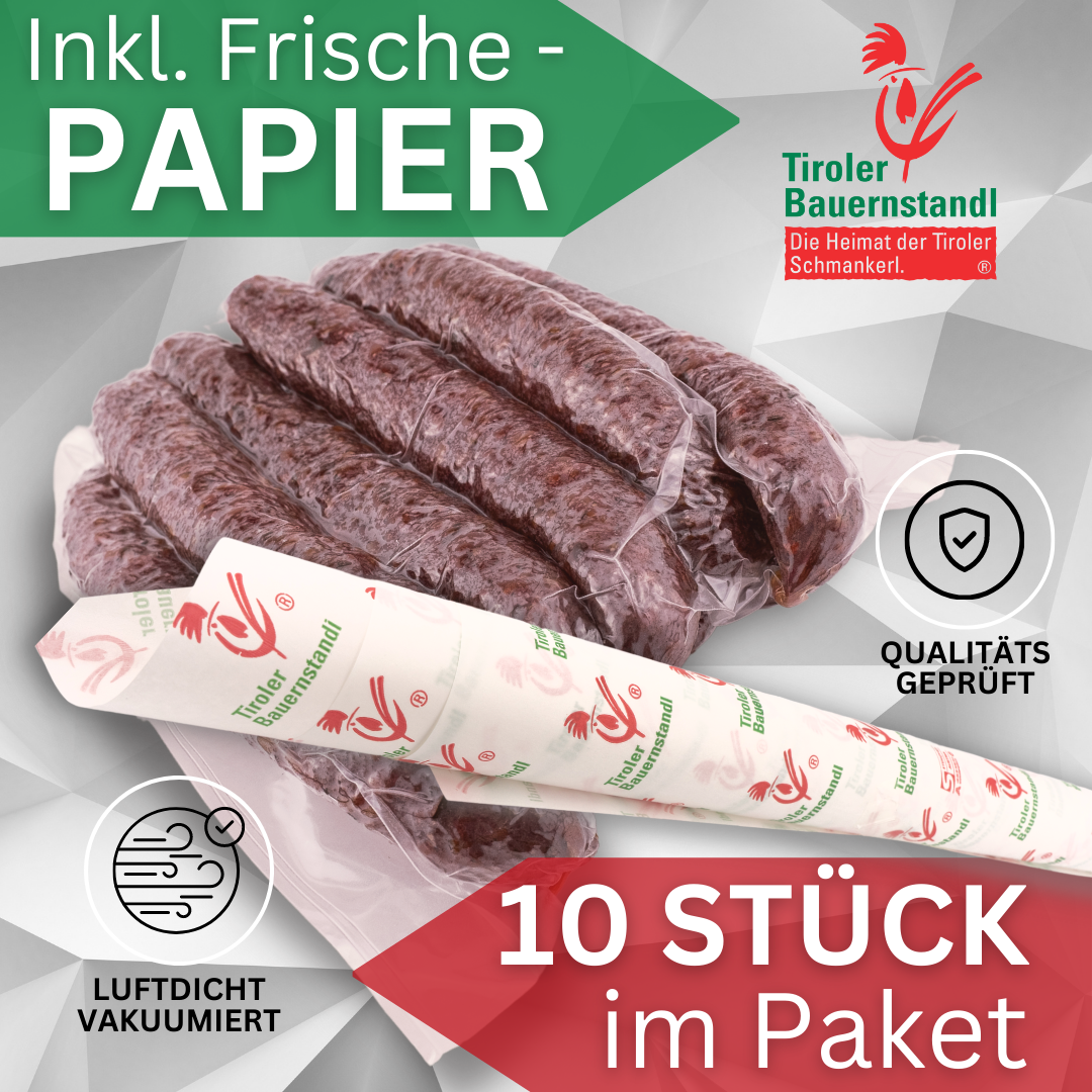 Osttiroler Kaminwurzn aus 100% Lammfleisch 10 StΓΌck - Tiroler Bauernstandl