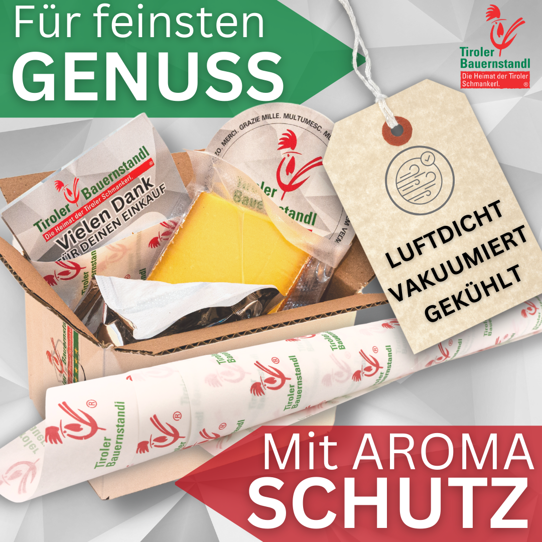 Tiroler BIO Glückskäse würziger Hartkäse | 45 % Fett i.Tr. - Tiroler Bauernstandl