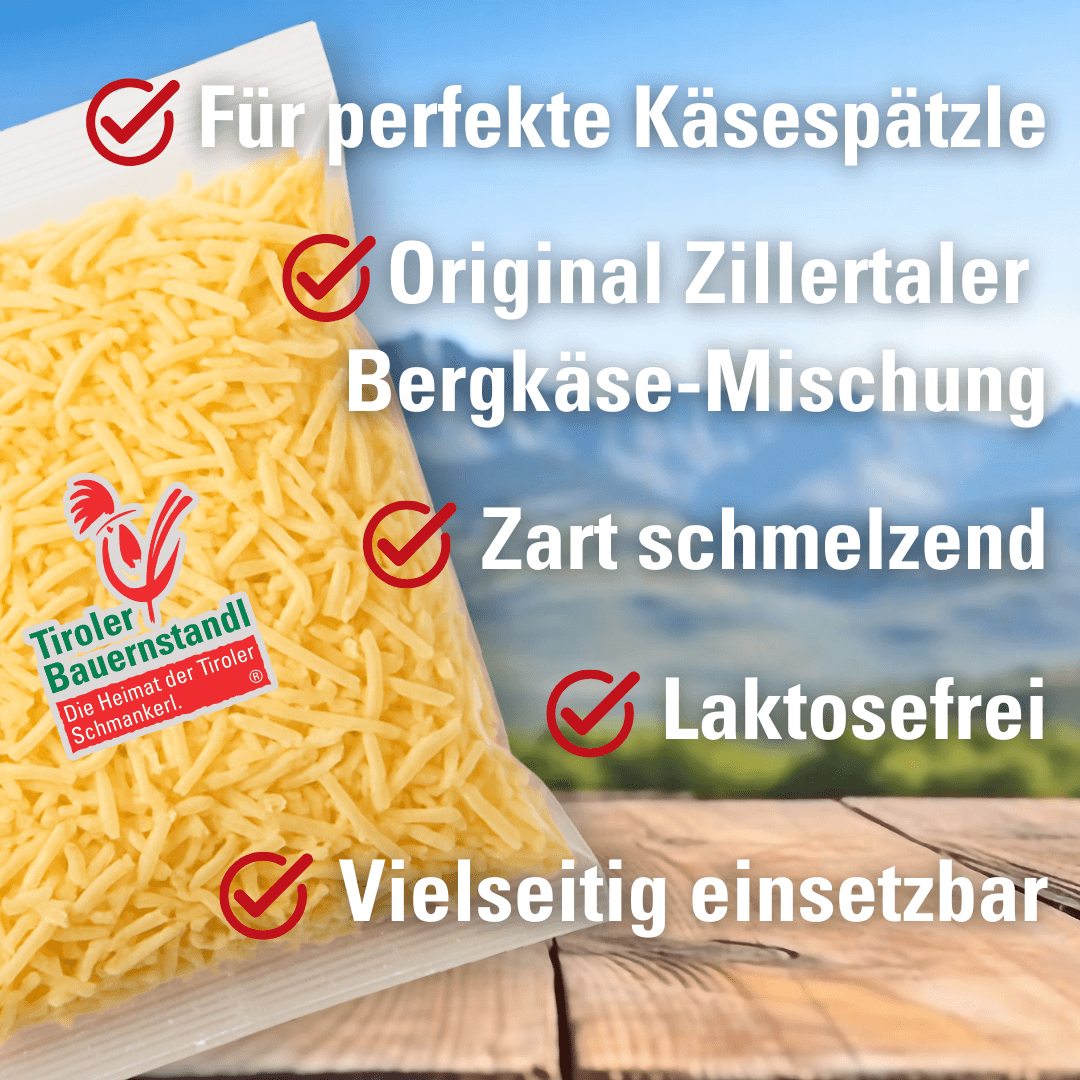 Käsespätzle_Käse gerieben_glutenfreie Spätzle_Käse für Käsespätzle_1Kg_1